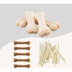 Köpekler Için Ödül SETI10 (5li 7cm Beyaz ve 5li 7cm Naturel KEMIK+25LI Burgu Çubuk )