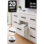 Köprü Kulp Mat Siyah Modern Mobilya Kulpu 96 mm Dolap Çekmece Kulpu 128 mm Vida Dahil Sert Plastik Polimer Kulp 20 Adet
