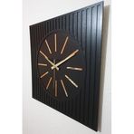Kopya - Ahşap Aynalı Dekoratif Modern ve Şık Özel Tasarım Duvar Saati 50x50 cm Siyah ve Altın