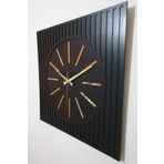 Kopya - Ahşap Aynalı Dekoratif Modern ve Şık Özel Tasarım Duvar Saati 50x50 cm Siyah ve Altın
