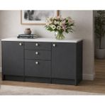 Kora Alt Modül-Çok Amaçlı Dolap -150 Cm -2 Kapaklı-3 Çekmeceli-Laminat Beyaz Tezgah Dahil