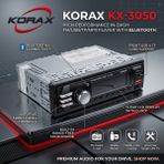 Korax KX-3050 Bluetooth Oto Teyp · Çift USB Girişli · 4X50W Mosfet Güç · Single-Dın Mp3 Çalar