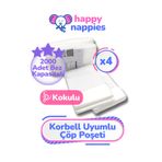 Korbell 16l Uyumlu Yerli Malı Çöp Poşeti - 4 Paket - 2000 Adet Bebek Bezi Kapasitesi