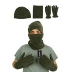 KORDAK 3'Lü Polar Bere Boyunluk Eldiven Seti, Standart, KORDAK3BBE, Haki, Erkek