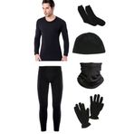 Kordak 5'Li Set: Siyah Içlik Takımı - Siyah Polar Bere Boyunluk Eldiven Çorap Seti 2XL