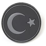 Kordak Yuvarlak Türk Bayrağı Peç Arma (Siyah) - Çok Renkli