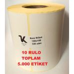 Kore Etiket 10 Rulo 100X100 500 Sarımlı Termal Barkod Etiketi