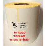 Kore Etiket 30 Rulo 100X100 500 Lü Termal Barkod Etiketi