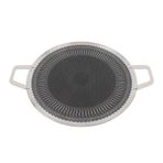 Kore Grill Pan Teppanyaki Pan Paslanmaz Çelik Yapışmaz Çift Sap Yuvarlak Barbekü Griddle İndüksiyon Için Ocak Açık Kamp Barbekü (34 cm)