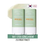 KORECOS Matte Sun Stick Spf50+ PA++++ UVA/UVB Mat Bitişli Yüksek Korumalı Stick Güneş Kremi 2'li