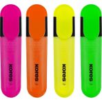 Kores Bright Liner Plus 4'lü Set Fosforlu Kalem (10'lu Ekonomik Paket)