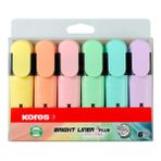 Kores Bright Liner Plus Pastel 6'lı Set Fosforlu Kalem