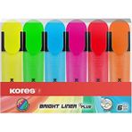 Kores TM36160 fosforlu kalem seti, 6'lı set, parlak kalem, sarı/yeşil/turuncu/pembe/kırmızı/mavi