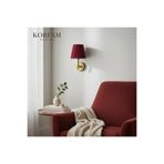 KorFam Bordo Keten Şerit Kumaş Başlık Kablosuz Pilli Aplik