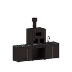 Korflame Pure 3104 3 Modül Bahçe Mutfak Seti - Siyah