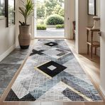Koridor için Ekstra Uzun Kaymaz Yolluk Halı - 60 x 400 cm Yıkanabilir Giriş Halısı - Düşük Tüylü, Dökülmez - Mutfak, Kapı, Çamaşır Odası için İdeal - Kaymaz Teknoloji