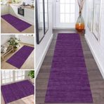 Koridor ve Mutfak için Kaymaz Mor Halı Yolluğu - Yıkanabilir Halı Paspasları 40 x 60 cm Yatak Odası ve Oturma Odası için Mükemmel, Metre ile Satılır, Ayarlanabilir Boyut
