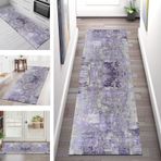 Koridorlar için Kaymaz Yıkanabilir Halı Yollukları 60 x 250 cm Uzunluğunda 3D Polyester Halılar Mor ve Gri - Mutfak Yatak Odası Oturma Odası ve Giriş Yolu Zemin Paspası için İdeal