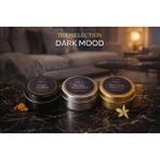 Korıxa Dark Mood 3’lü Mini Kokulu Mum Seti – Premium Metal Kutulu Mum (Amber, Kahve, Vanilya) - Siyah - Gümüş - Altın