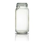 Korken Kare Kavanoz 2000 Ml Vakumlu Kilitli Cam Saklama Kavanozu Şeffaf