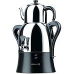 Korkmaz A341 Çaykolik 1.1 lt Üst Demlikli Çelik Çay Makinesi Semaver 2000 Watt Siyah Renk