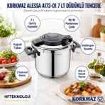 Korkmaz Alessa 7 Litre Kapasitesiyle Geniş Hacmi ile A173-01 Düdüklü Tencere - Gri