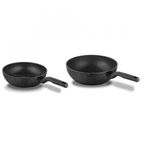 Korkmaz Ornella Siyah 24 28 cm Granit Wok Tava Seti