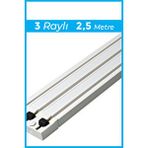 Kornişsan 3 Raylı 2,5 Metre Birinci Sınıf Polyester Kalın Perdeler için Tutucu Ray Korniş Lüks 1. Sınıf Beyaz