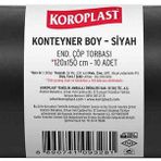 KOROPLAST ÇÖP TORBASI KONTEYNER 120x150 KÖRÜKLÜ ENDÜSTRİYEL SİYAH 1000 GR 10 LU 56 MİC. ST01500350