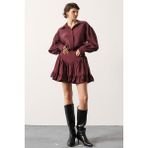 Korse Belli Pileli Mini Etek - Bordo