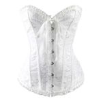 Korse Göbek Önleyici Kadın Parıltılı Büstiyer Beyaz Dantel Büstiyer Üst Gotik Shapewear Askısız Tam Göğüs Dar Bel Şekilli İç Çamaşırı Kadın Bağcıklı Üst Parti Festival Karnaval Kostümü, Beyaz