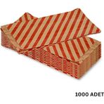 Körüklü Kraft Kese Kağıdı, Kırmızı Verev Desenli Şamua Hediye, Ambalaj Poşeti, 15X33 Cm, 1000 Adet