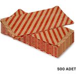 Körüklü Kraft Kese Kağıdı, Kırmızı Verev Desenli Şamua Hediye, Ambalaj Poşeti, 15X33 Cm, 500 Adet