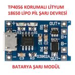 Korumalı Lityum Pil Şarj Devresi Modülü TP4056 1A 18650 Battery Charger + Protection + Microusb
