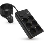 Korumalı Priz, 6'lı Priz Soketi, 6x Fiş Soketi, 2x USB Girişi, 2x Type-C Girişi, Isıya Dayanı