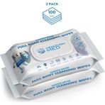 Koruyucu Krem Içerikli Islak Vücut Temizleme Mendili (50 x 2'li Set, Büyük) Kamp, Seyahat ve Hasta Bakımı Için Uygun