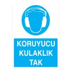 Koruyucu Kulaklık Tak Uyarı Tabelası - 35x50 Alüminyum Kompozit Panel - KK14