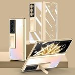 Koruyucu Vaka Huawei Honor Magic V2 ile Uyumlu Şeffaf Kılıf Kickstand Hafif, Elektrokaplama Şeffaf Telefon Kılıfı Tam Kapak Menteşe Koruması Şeffaf Kristal Kılıf Akıllı telefon ince kapak kabuğu(Gold)