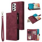 Koruyucu Vaka Samsung Galaxy ile Uyumlu Cüzdan Kılıfı A53 5G, Premium yumuşak Pu Deri Fermuar Flip Folio Cüzdan Bilek kayış kartı yuvası Kickstand koruyucu kasa Akıllı telefon ince kapak kabuğu(Wine r