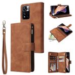Koruyucu Vaka Xiaomi Redmi Note 11 Pro, Premium Soft ile Uyumlu Cüzdan Kılıfı Pu Deri Fermuar Flip Folio Cüzdan Bilek kayış kartı yuvası Kickstand koruyucu kasa Akıllı telefon ince kapak kabuğu(Brown)