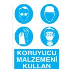 KoruyucuMalzemeni Kullan Uyarı Tabelası - 70x100 Alüminyum Kompozit Panel - Dİ29