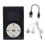 KOSDFOGE Taşınabilir Mini MP3 Müzik Çalar, Alüminyum Alaşımlı Spor Backclip LCD Ekran MP3 Desteği Hafıza Kartı, 5 Saatten Fazla Oynayabilir(siyah)