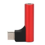 KOSDFOGe USB C 3.5mm Ses Kulaklık Jak Adaptörü Tip C Aux DAC Stereo Mic Hifi Sağ Açı Dongle Kulaklık Için(Red)