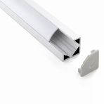 Köşe Led Profil Kanal Alüminyum 2Mt. Sıva Üstü Eloksallı 18X18mm Opak Şeffaf Pleksi Kapaklı Yan Kapak Tutucu Şerit Aydınlatma 8987 Vitrin