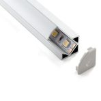 Köşe LED Profil Kanal Alüminyum Eloksallı 18x18mm Opak Şeffaf Pleksi Kapaklı Yan Kapak Alt Tutucu 1 Metre Şerit Aydınlatma 8987