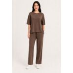 Köşedeki Dükkan Çimalı Kısa Kollu Premium Modal Takım - Kahverengi - 2XL