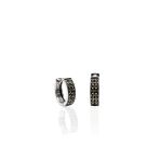 Köşeli Yuvarlak Markazit Taşlı Gümüş Kadın Halka Küpe 1.4X1.4cm [Oyshk021]