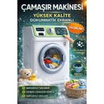 KoseToys Oyuncak Çamaşır Makinesi Dokunmatik Ekran Yüksek Kalite 24 cm - Beyaz