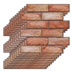 kosingna 3 Boyutlu Kırmızı Tuğla Su Geçirmez Nem Geçirmez Çıkarılabilir Kendinden Yapışkanlı Duvar Kağıdı Soyun ve Yapış PVC Duvar Çıkartmaları Oturma Odası Banyo Mutfak Tezgahı için