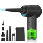 kosingna Air Duster Şişirme Vakum Pompası 3'ü 1 arada Işıklı 3 Vites Ayarlanabilir 50000 RPM Kablosuz Hava Üfleyici Fırçalı Motor 6 Nozul PC Keyd Temizleme Yüzme Halkası Şişirme Torbaları Vakum